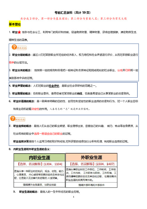 自考最新 职业生涯规划与管理 考前汇总资料