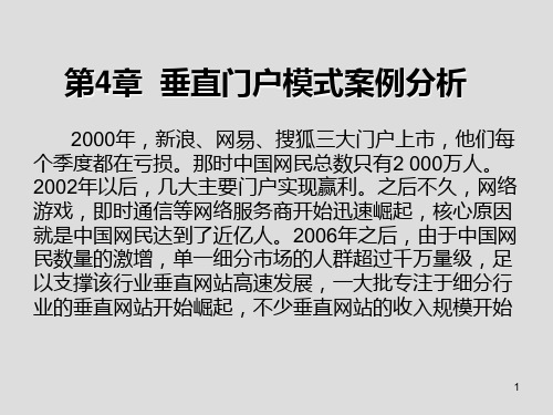 电子商务案例分析第4章  垂直门户模式案例分析