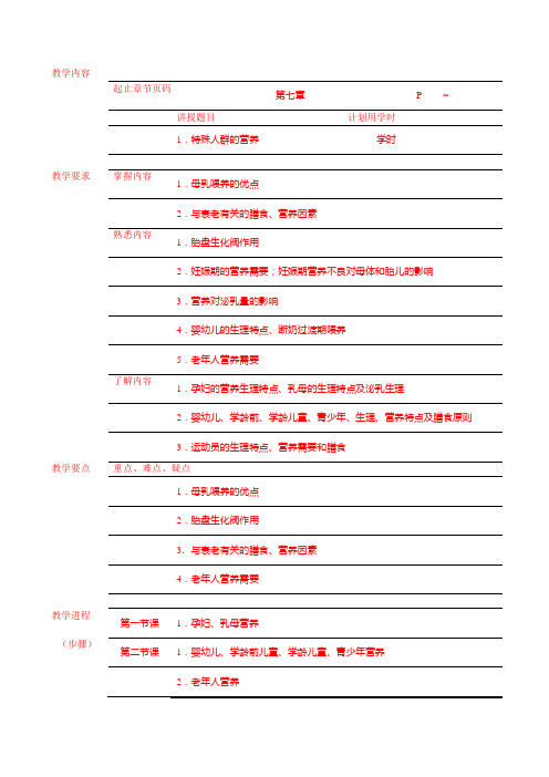 食品营养学教案--特殊人群的营养