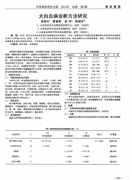 犬白血病诊断方法研究