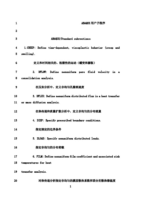 最新ABAQUS用户子程序