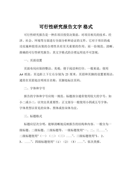 可行性研究报告文字 格式