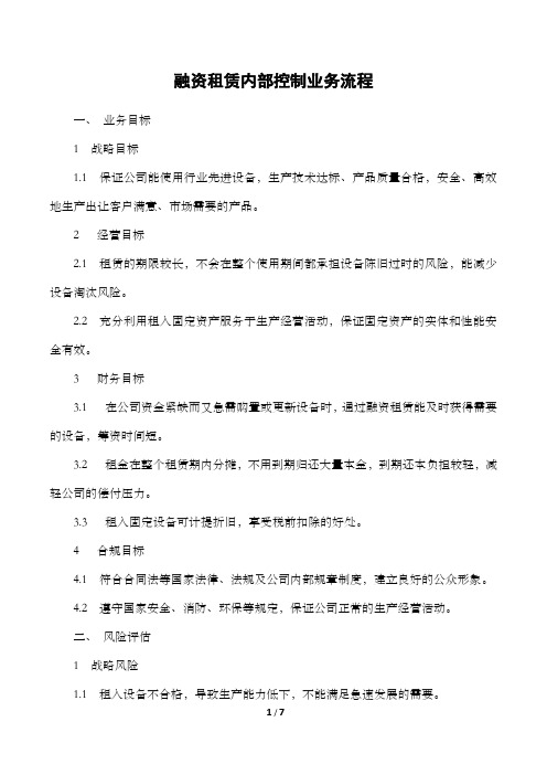 融资租赁自身内部控制业务流程