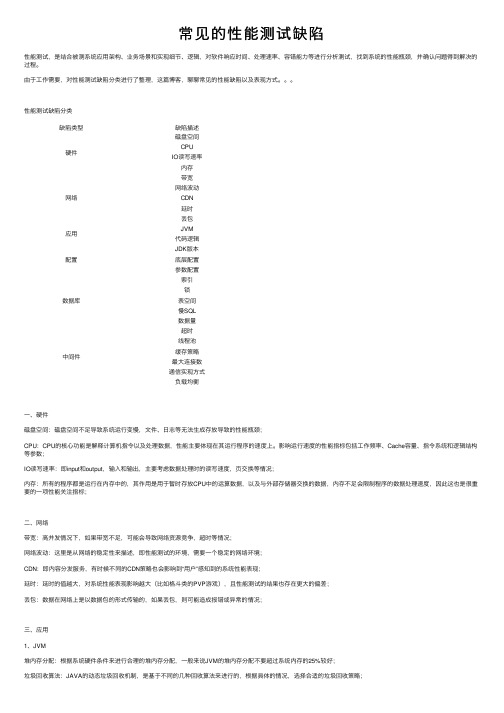 常见的性能测试缺陷