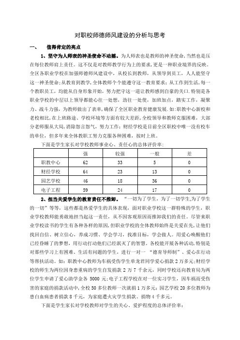 对职校师德师风建设的分析与思考