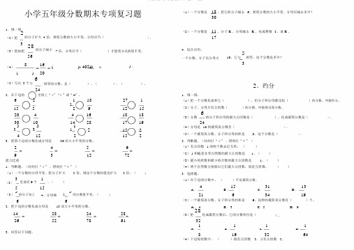 小学五年级分数期末专项复习题