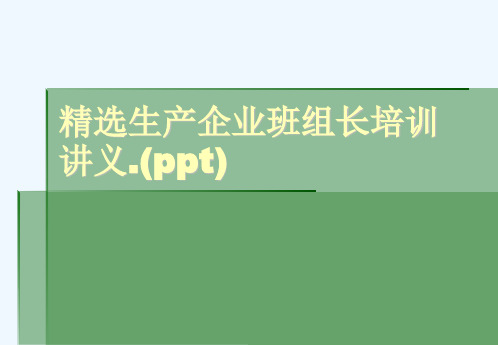 精选生产企业班组长培训讲义.(ppt)