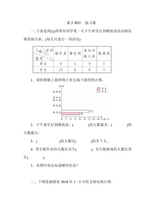 四年级下册数学一课一练-(含答案)人教版 --第3课时 练习课