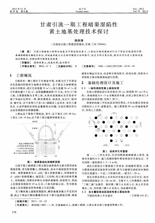 甘肃引洮一期工程暗渠湿陷性黄土地基处理技术探讨