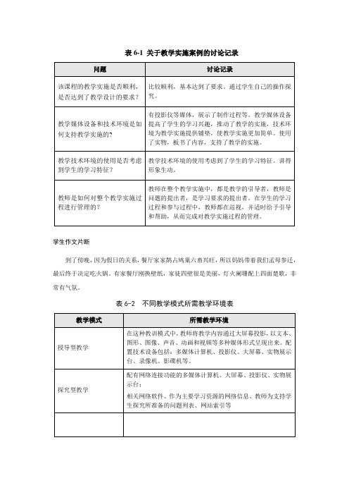 关于教学实施案例的讨论记录