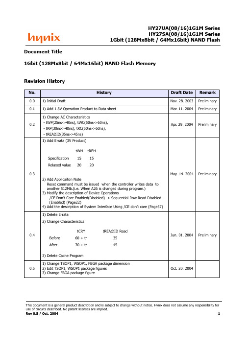 HY27UA081G1M资料