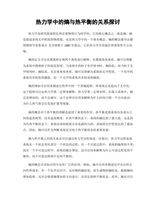 热力学中的熵与热平衡的关系探讨