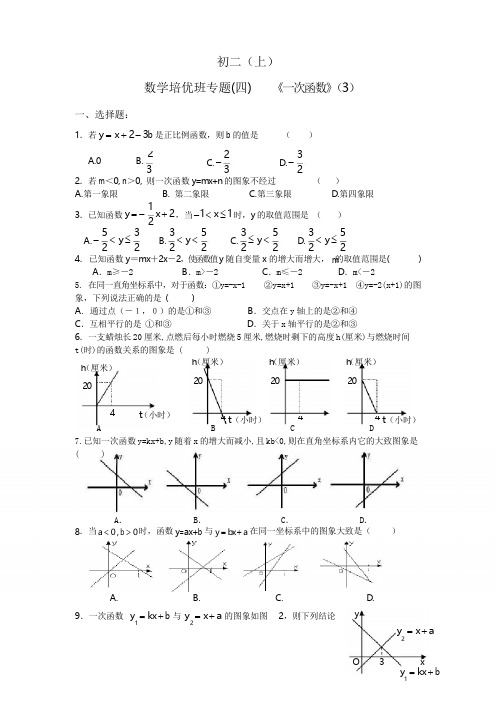 初二(上)培优专题 一次函数