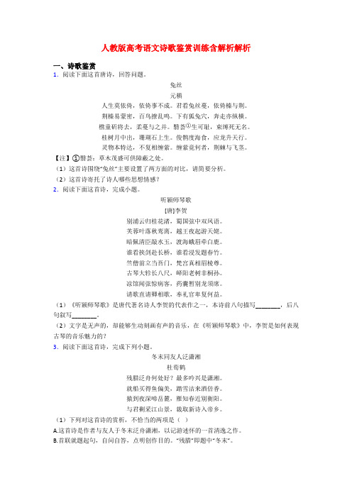 人教版高考语文诗歌鉴赏训练含解析解析