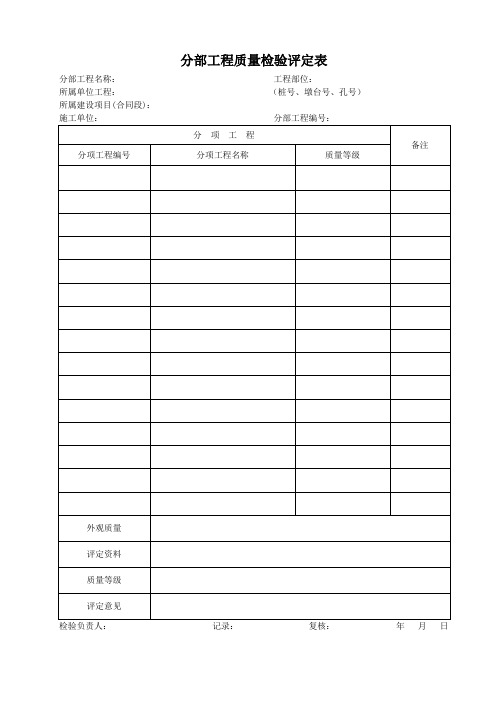 分部工程质量检验评定表2017版(公路)