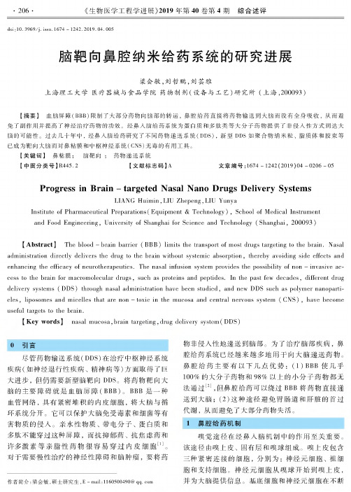 脑靶向鼻腔纳米给药系统的研究进展