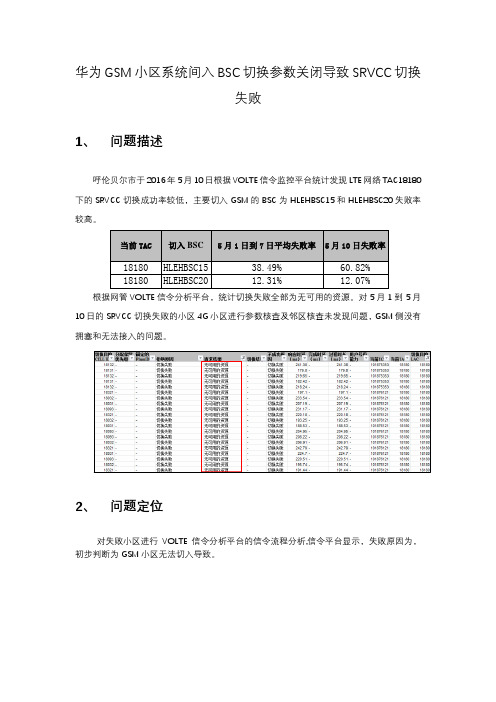 华为GSM小区系统间入BSC切换参数关闭导致SRVCC切换失败分析案例