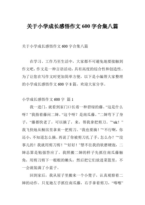 关于小学成长感悟作文600字合集八篇