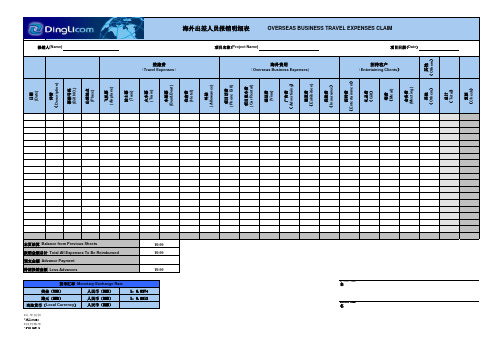 海外出差人员报销明细(中英对照) Final