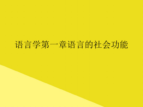 语言学第一章语言的社会功能PPT资料(正式版)