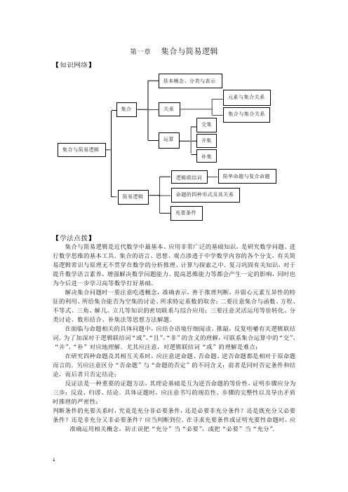 【新人教】高考数学总复习专题训练集合与简易逻辑