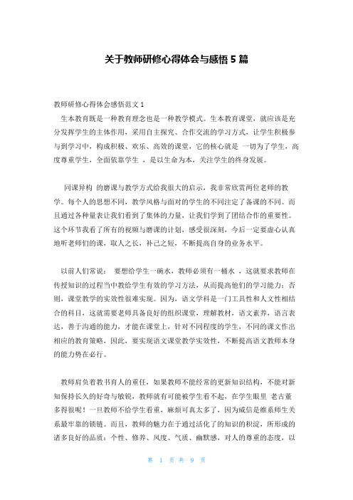 关于教师研修心得体会与感悟5篇