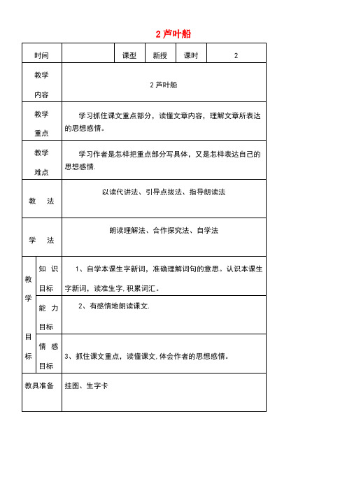 四年级语文上册第一单元2芦叶船教案2语文S版(最新整理)