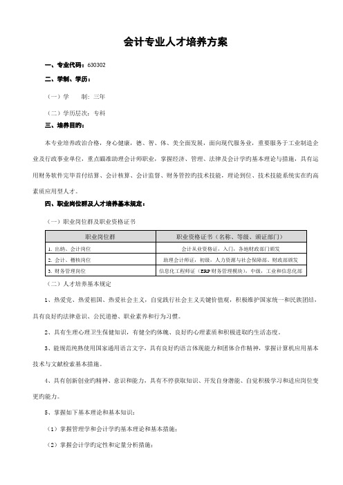 会计专业人才培养方案