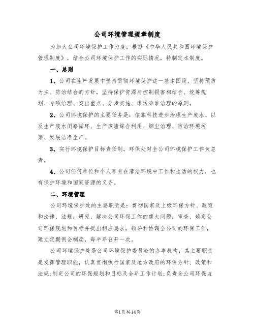 公司环境管理规章制度（4篇）