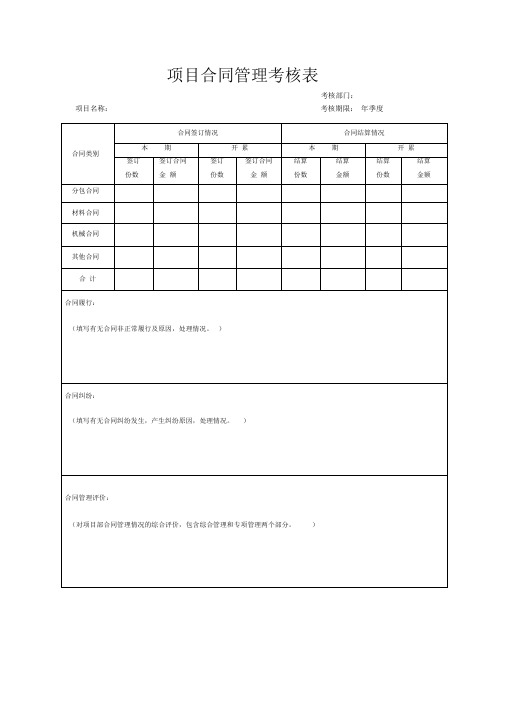 项目合同管理考核表