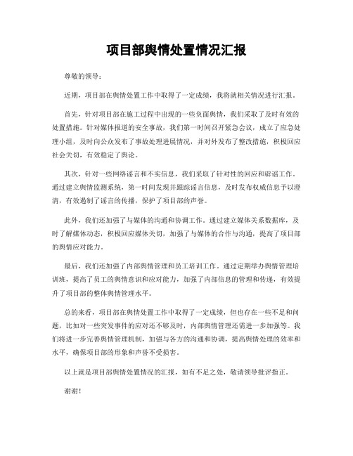 项目部舆情处置情况汇报