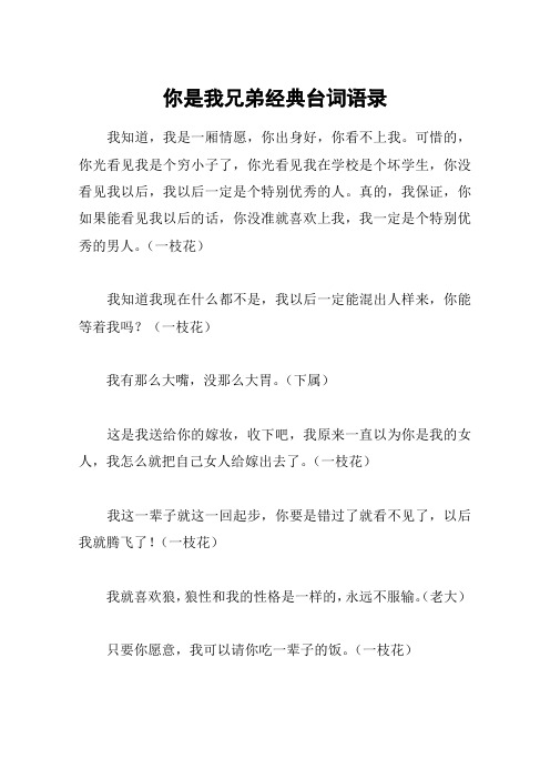 你是我兄弟经典台词语录
