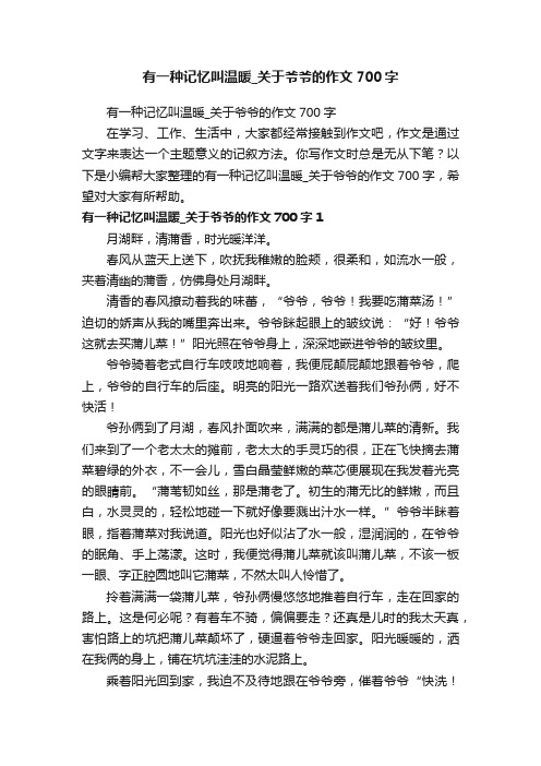 有一种记忆叫温暖_关于爷爷的作文700字