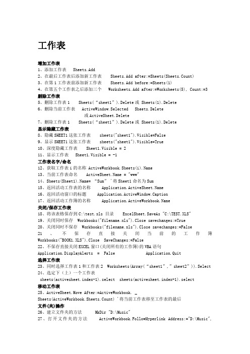 VBAExcel工作表代码总结