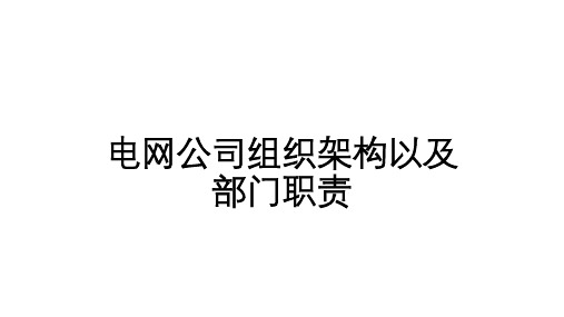 电网公司组织架构以及部门职责