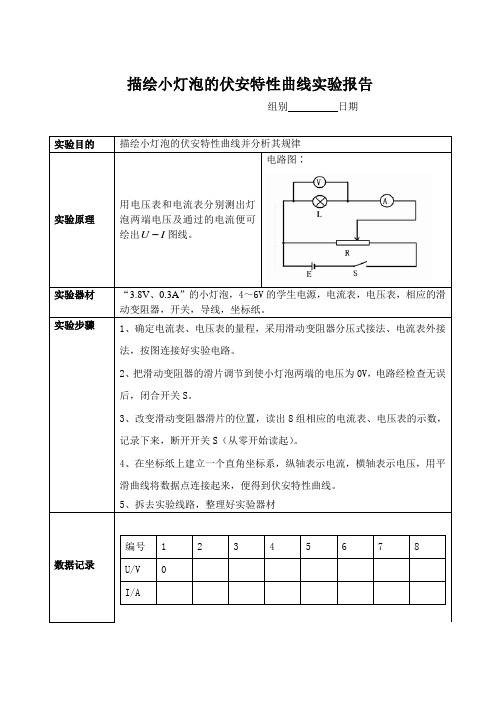 描绘小电珠的伏安特性曲线实验报告