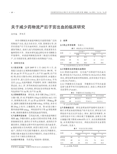 关于减少药物流产后子宫出血的临床研究