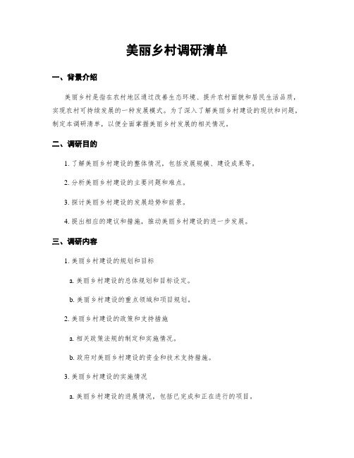 美丽乡村调研清单