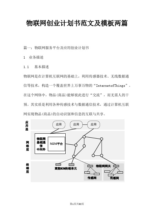 物联网创业计划书范文及模板两篇