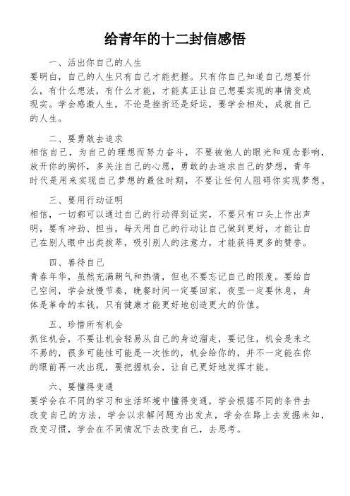 给青年的十二封信感悟