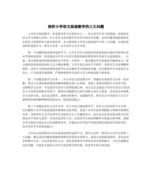 剖析小学语文阅读教学的三大问题