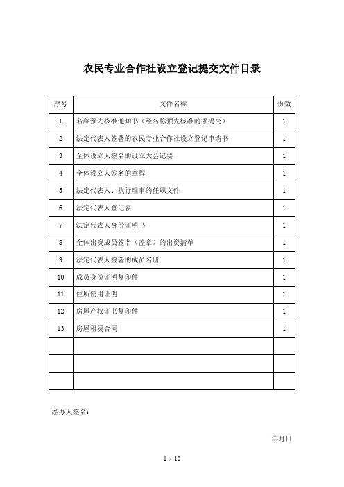 注册合作社申请表格