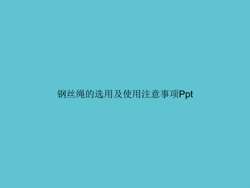 【实用】钢丝绳的选用及使用注意事项Pptppt资料