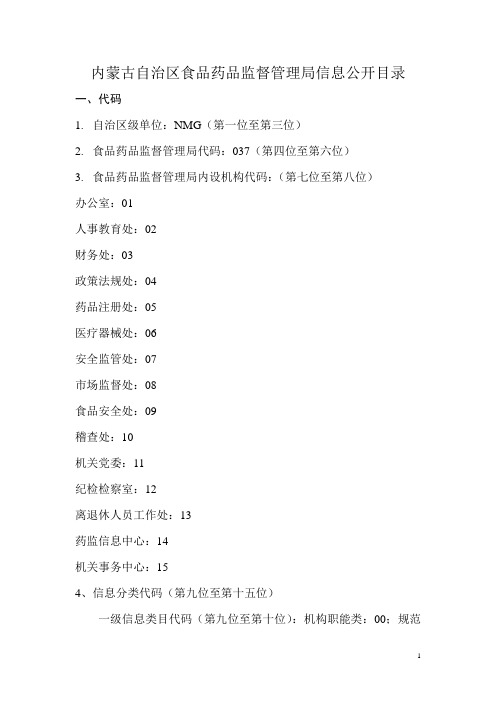 内蒙古自治区共食品药品监督管理局政府信息公开