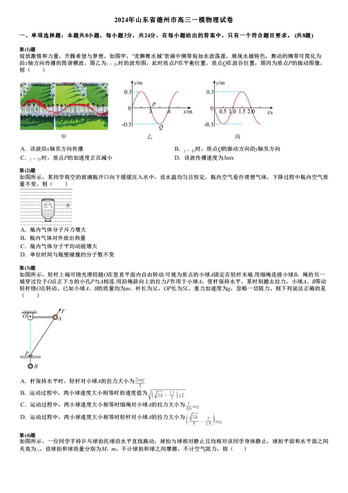 2024年山东省德州市高三一模物理试卷