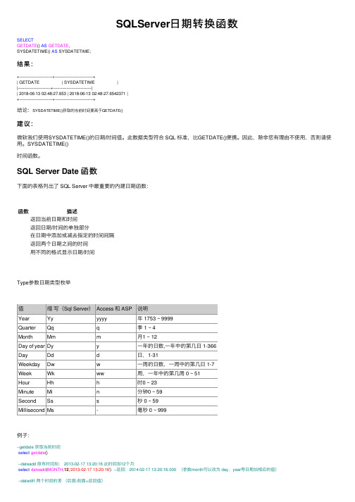 SQLServer日期转换函数