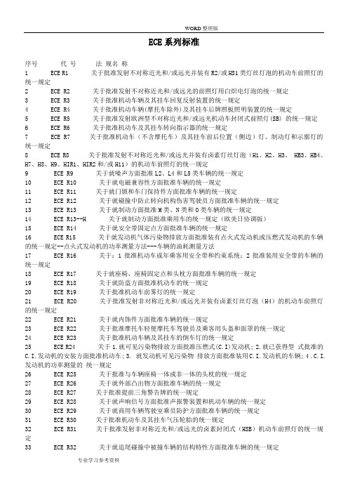 ECE系列标准清单