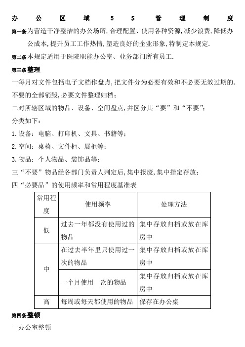 办公区域6S管理规定