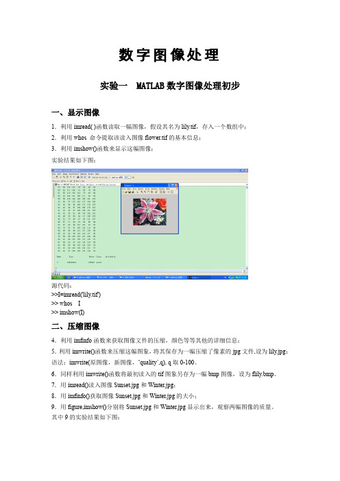 数字图像处理 实验工作报告(完整版)