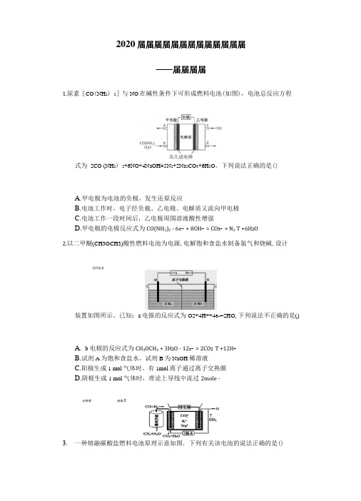 高中化学二轮复习试题燃料电池